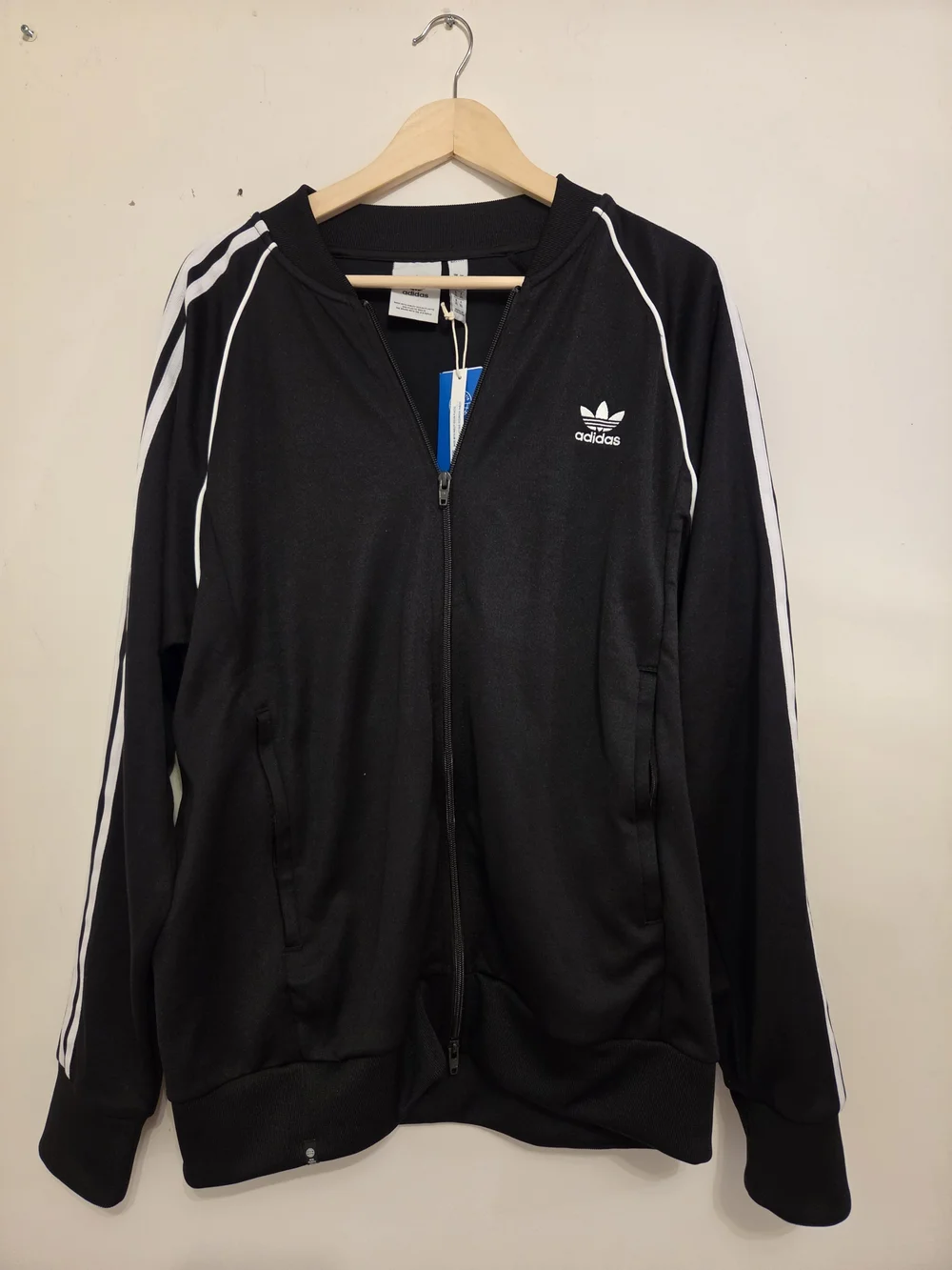 adidas Black Track Bomber Jacket with White Three-Stripes